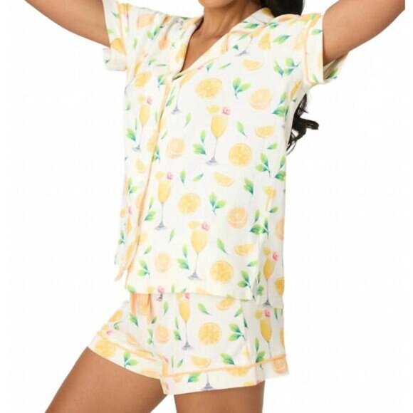 P.J. Salvage Other - NWT Womens P.J. Salvage (Item- 67) White Yellow 3Pc Mimosa Me Pajama Short Set M